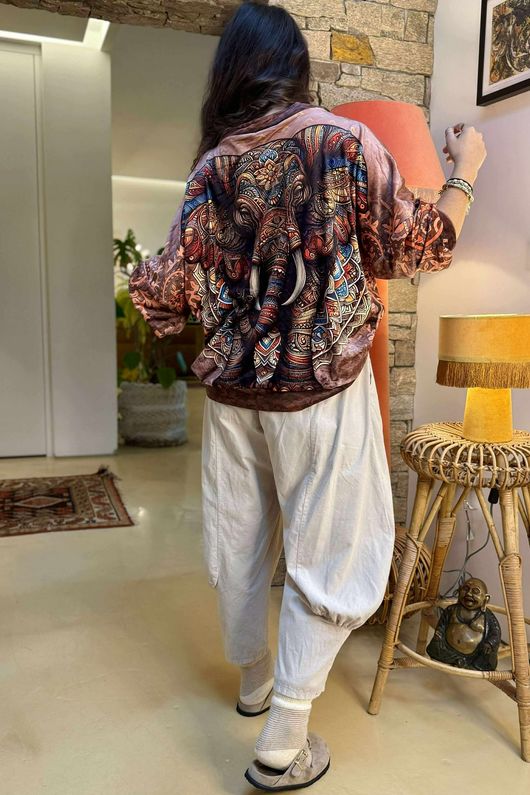 Lomi Mandala Stretch Velour Sweatshirt Rust